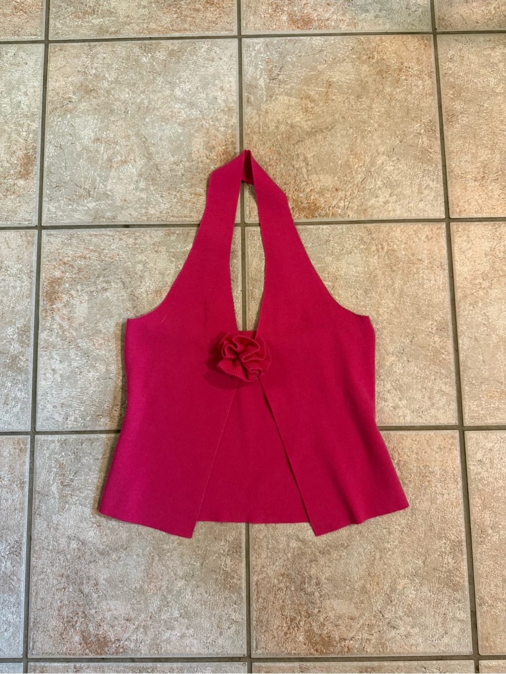 Le Lis Hot Pink Halter Camisole with Rosette